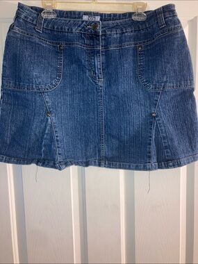 MXM Blue Denim Mini Skirt with Front Pockets